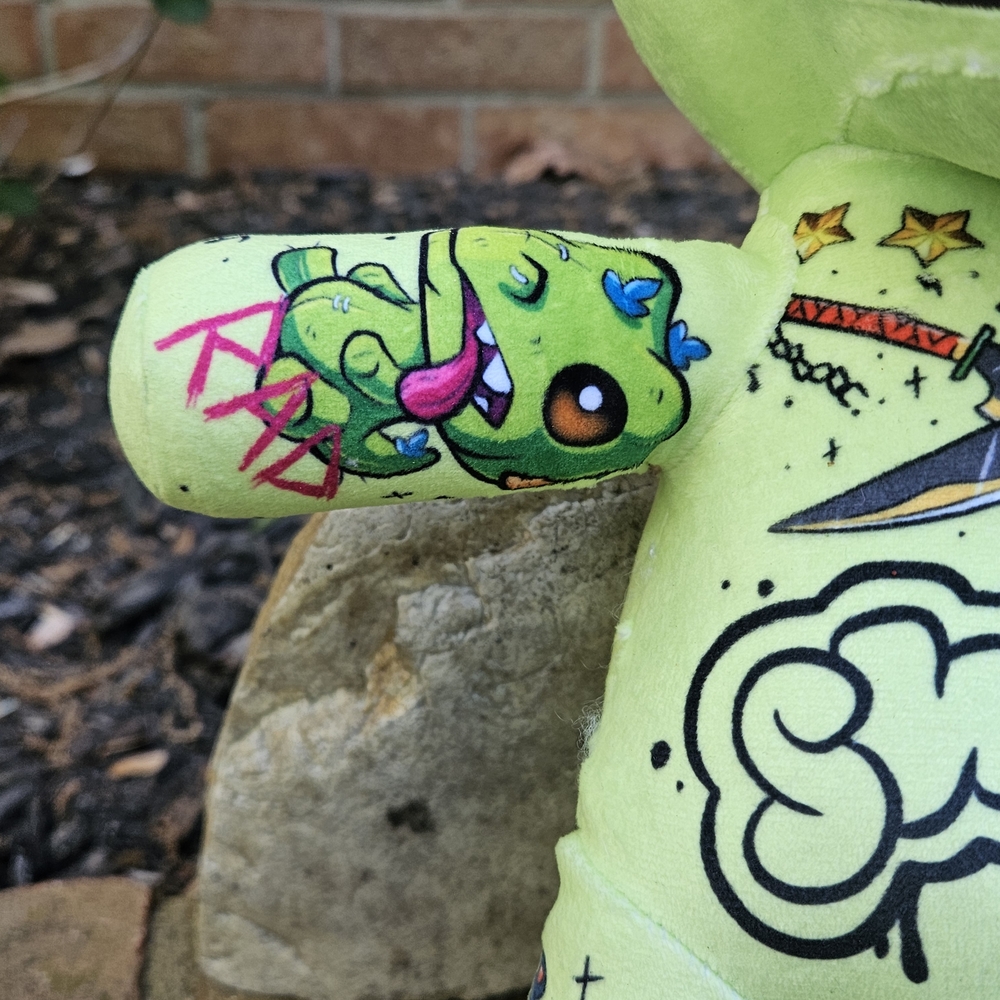 Tattoo Zoo 2023 Thrash The Dino 14" Plush With Tags Punk Rock Plush - Picture 6 of 14